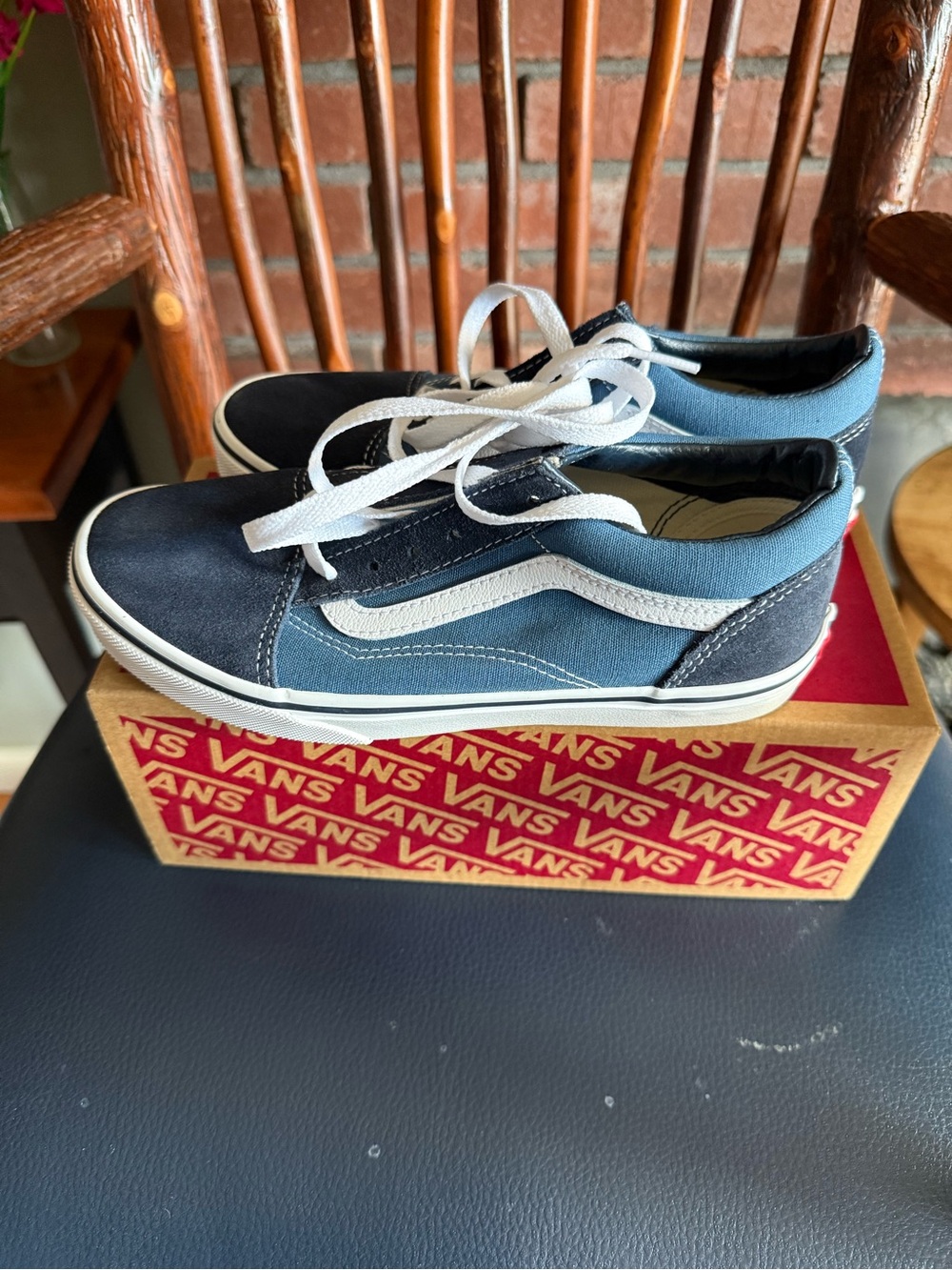 Vans Kids Old Skool Navy and Light Blue Low Top Sneakers
